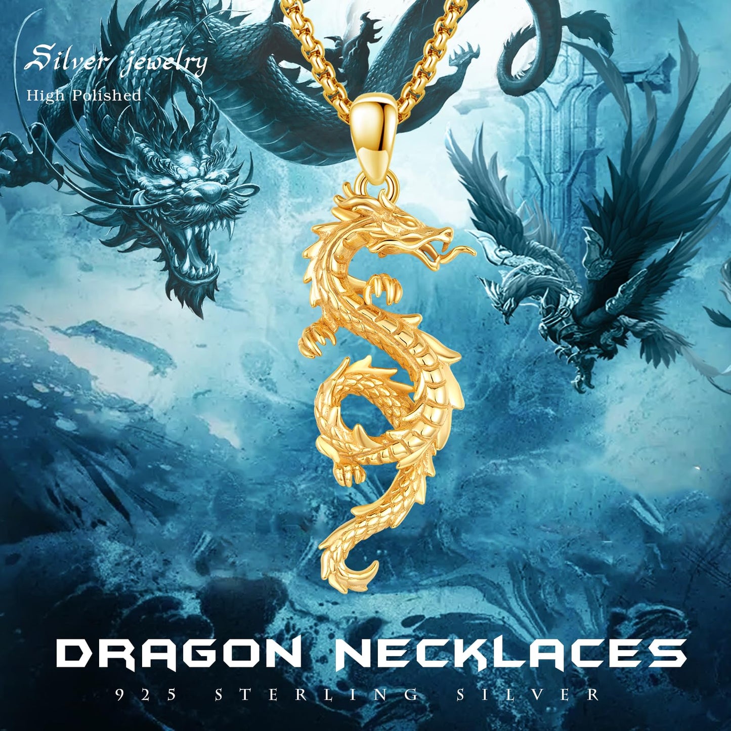 925 Sterling Silver Dragon Necklace