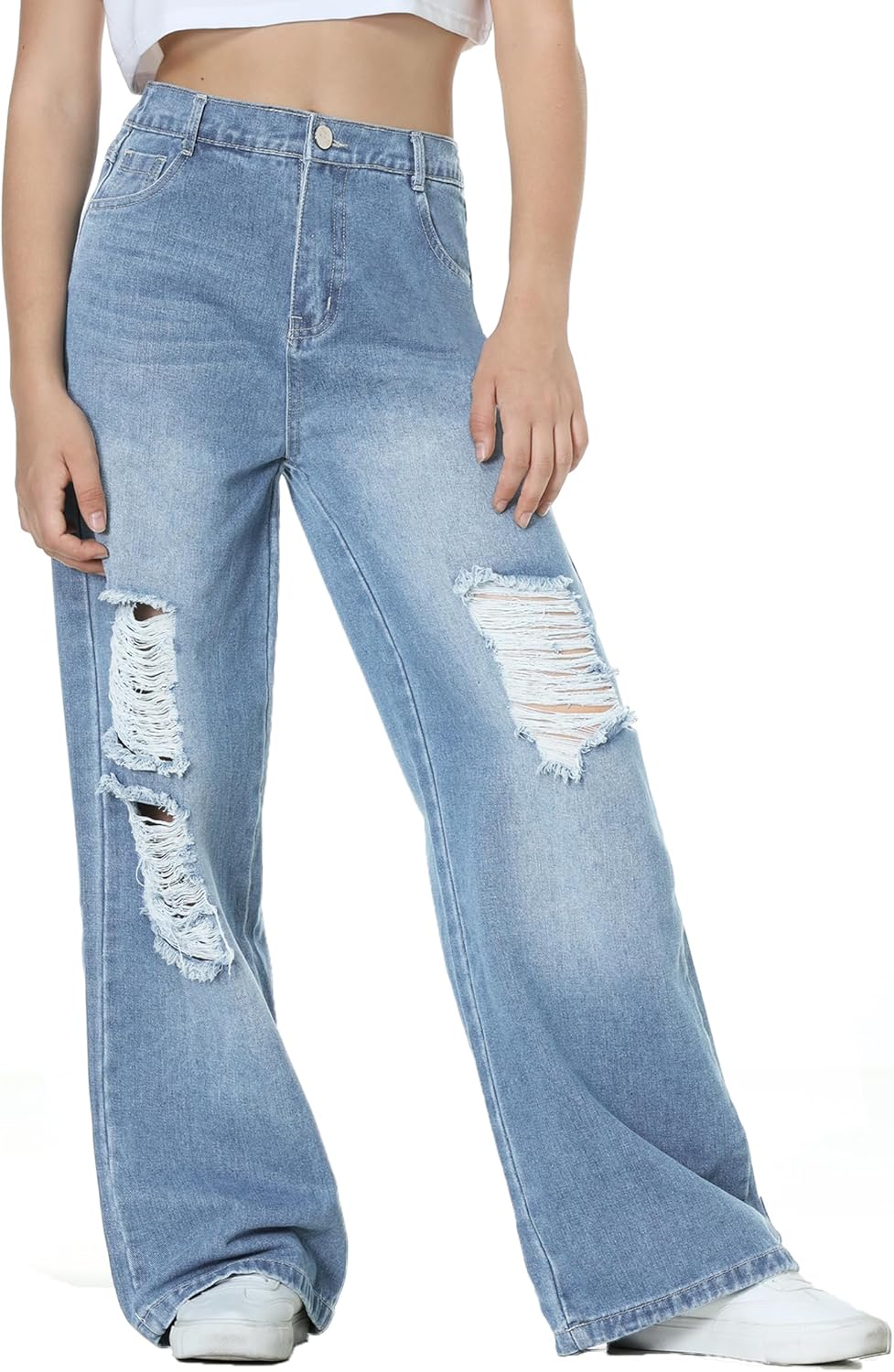 Wide Leg Ripped Jeans