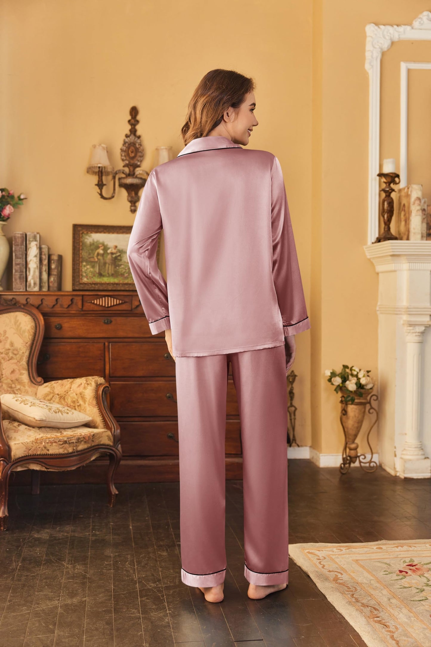 Classic Button Down Satin Silk Pjs