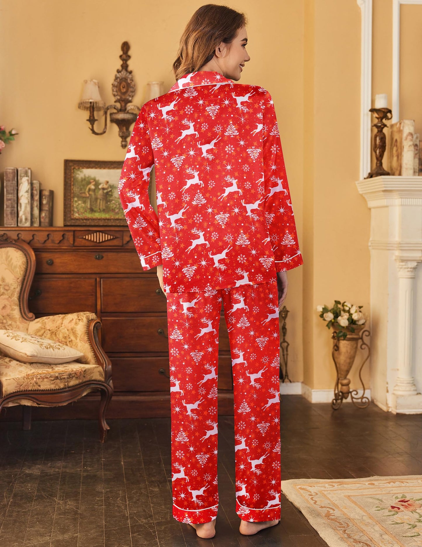 Classic Button Down Satin Silk Pjs