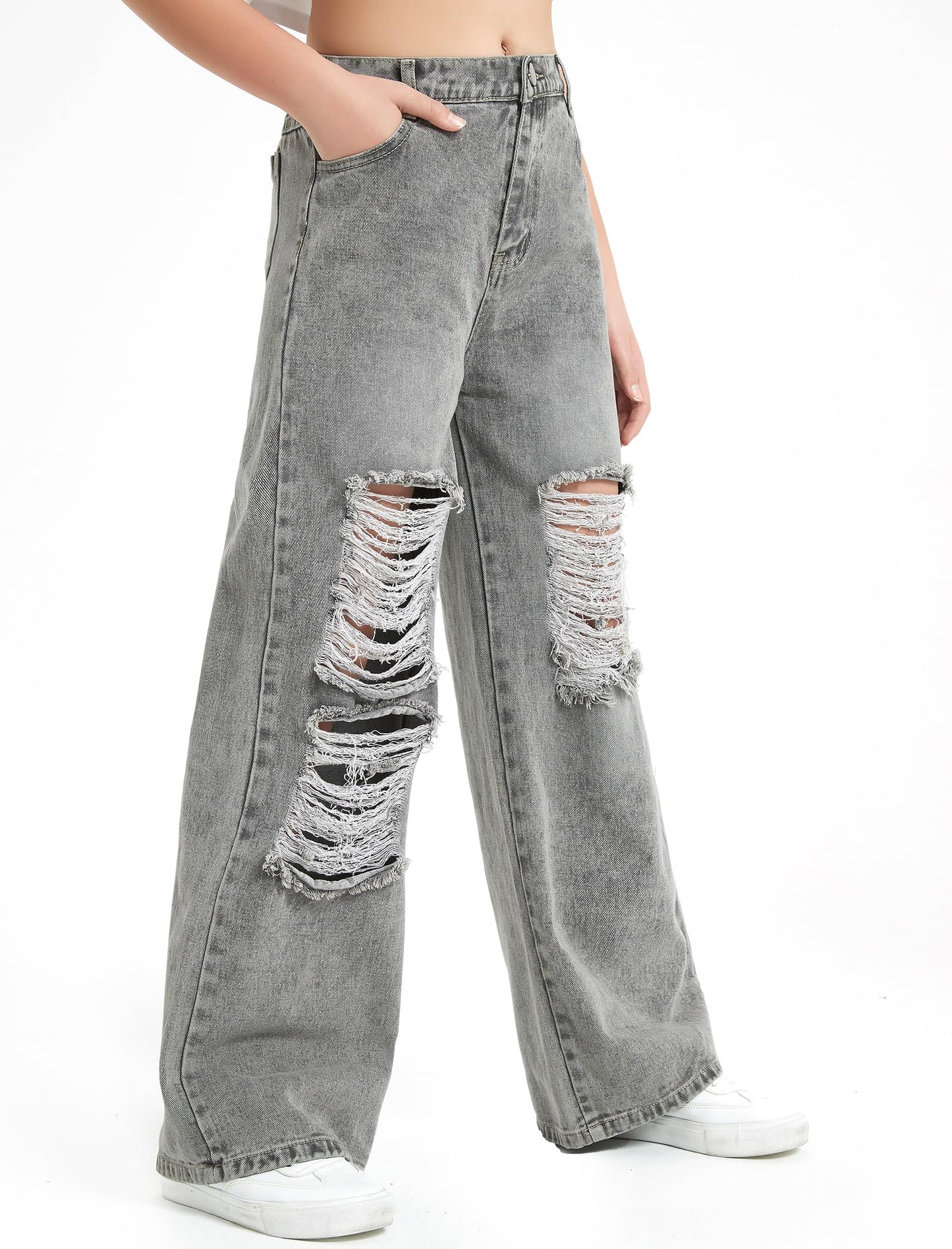 Wide Leg Ripped Jeans