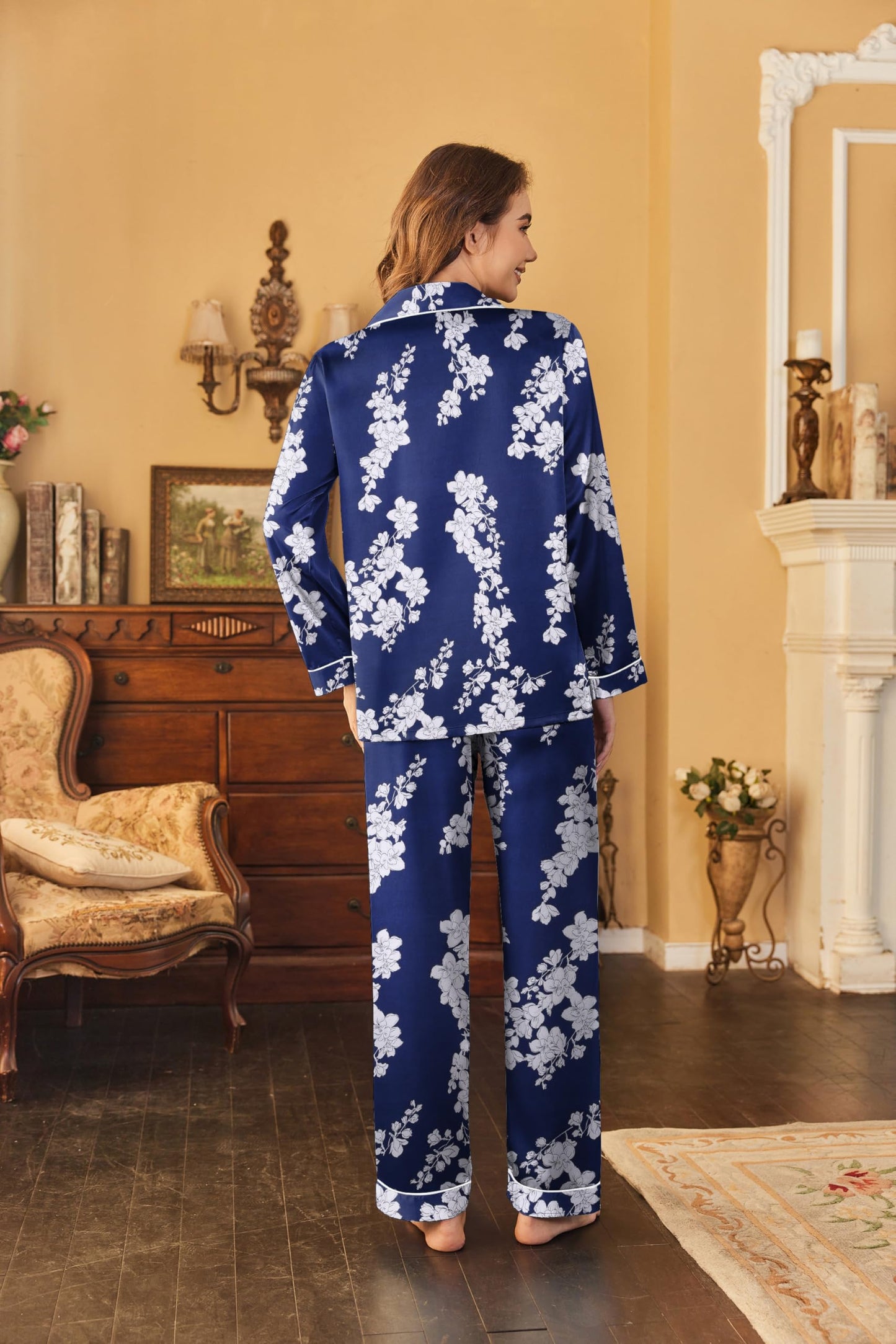 Classic Button Down Satin Silk Pjs