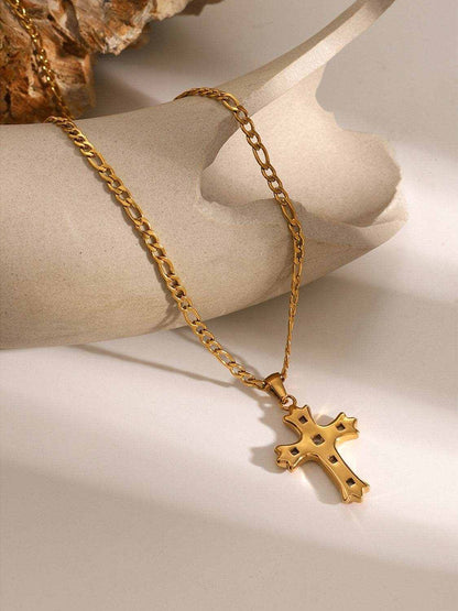 Stainless Steel Zircon Cross Pendant Necklace - Purcell's Clothing Company
