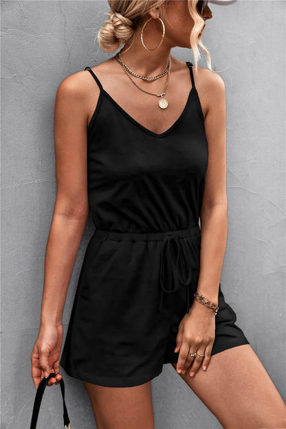 Spaghetti Strap V-Neck Pocket Romper - Purcell's Clothing Company