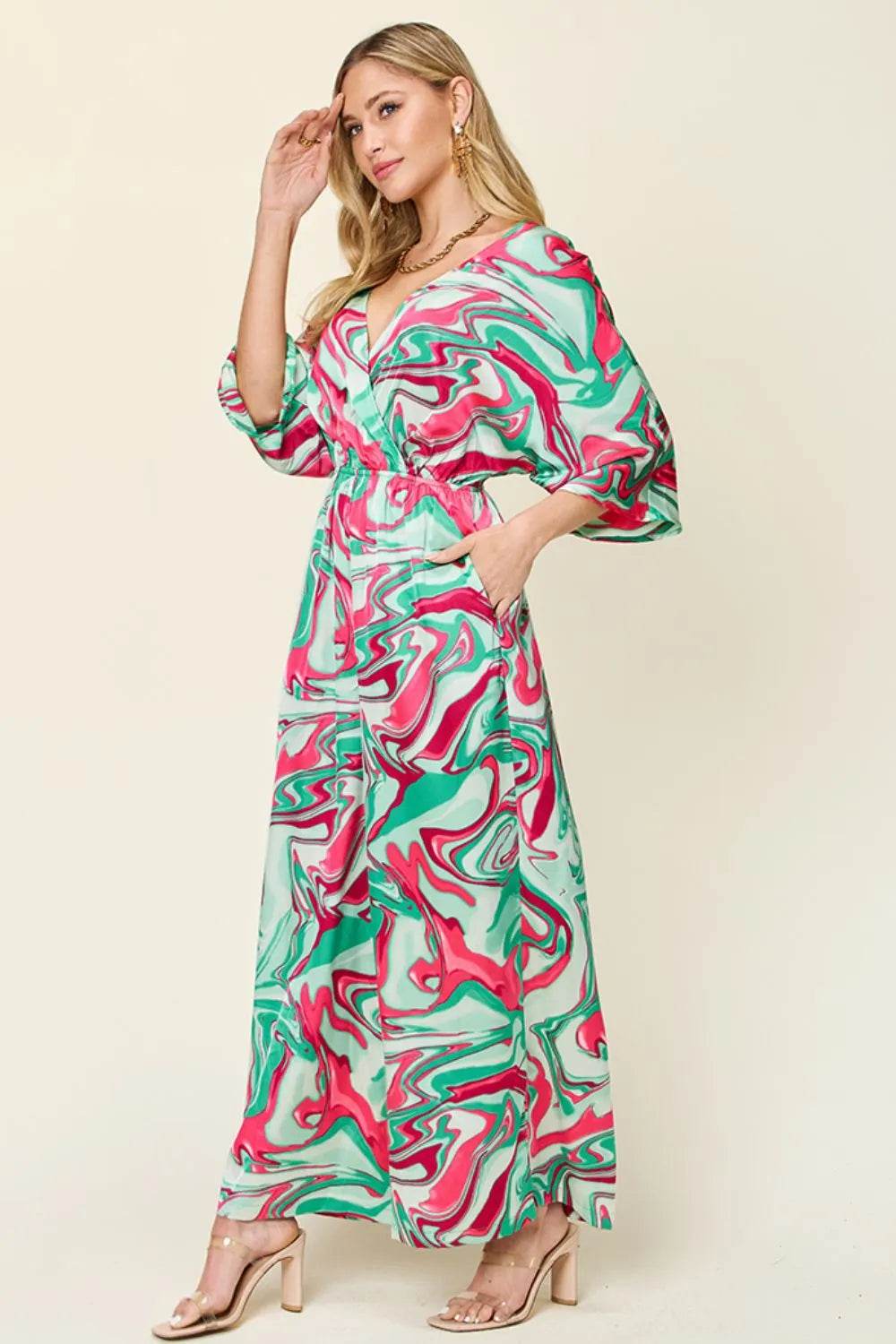 Double Take Full Size Half Sleeve Wide Leg Jumpsuit - Purcell's Clothing Company