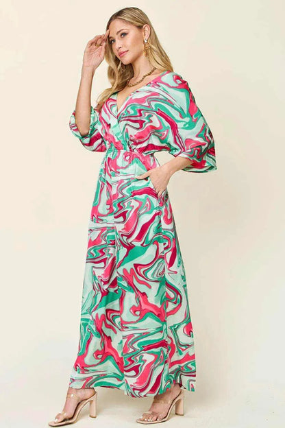 Double Take Full Size Half Sleeve Wide Leg Jumpsuit - Purcell's Clothing Company