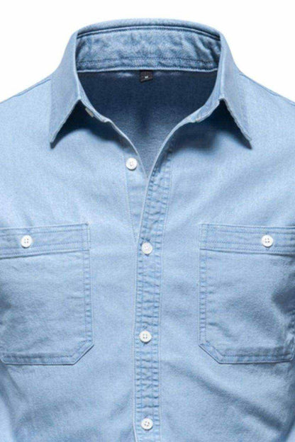 Collared Neck Long Sleeve Denim Shirt - Purcell's Clothing Company