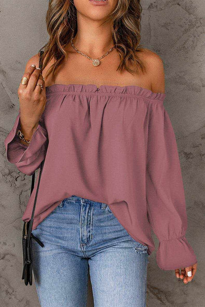 Off-Shoulder Flounce Sleeve Blouse - Purcell's Clothing Company