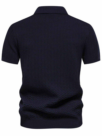 Collared Neck Striped Texture Knit Polo - Purcell's Clothing Company