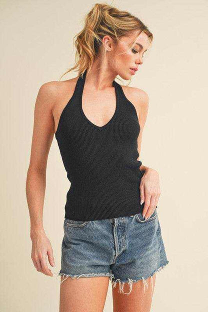 Aemi + Co Ribbed Halter Neck Cami - Purcell's Clothing Company