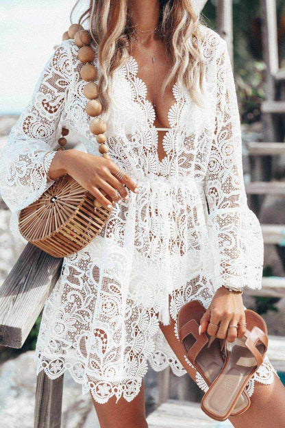 V-Neck Lace Cover-Up Dress - Purcell's Clothing Company