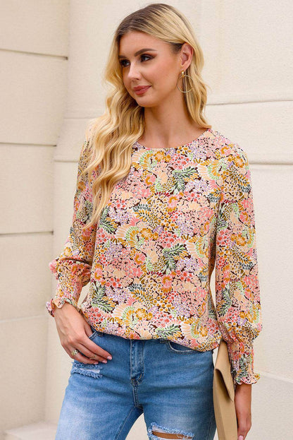 Floral Print Long Puff Sleeve Blouse - Purcell's Clothing Company