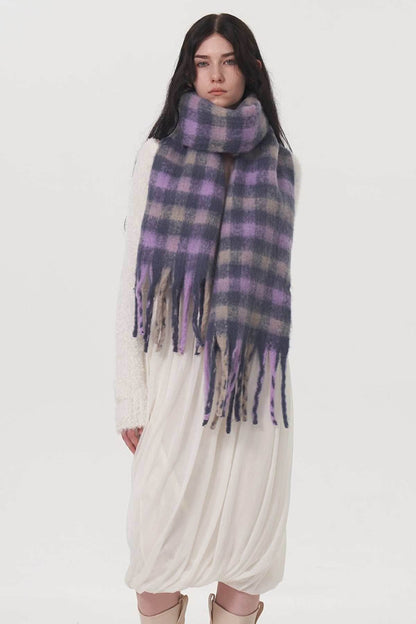 Fringe Plaid Polyester Scarf - Purcell's Clothing Company