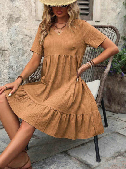 Ivy Lane V-Neck Short Sleeve Mini Dress - Purcell's Clothing Company