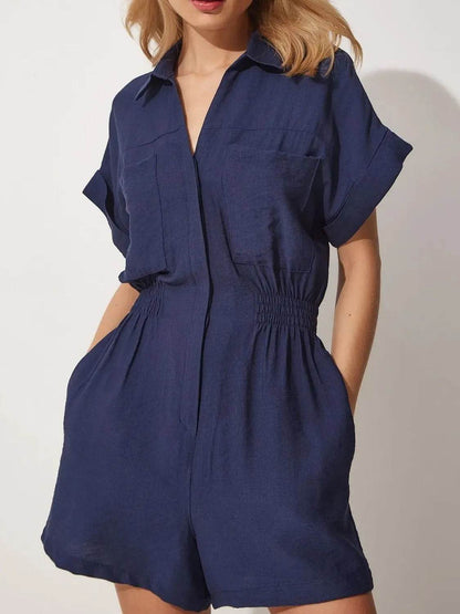 Johnny Collar Short Sleeve Romper - Purcell's Clothing Company