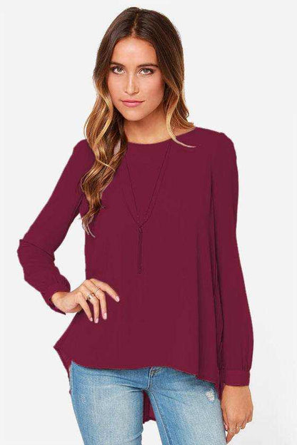 Ivy Lane Full Size Round Neck Back Pleated Blouse - Purcell's Clothing Company