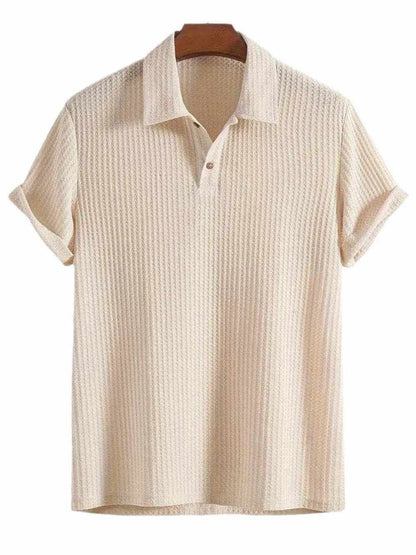 Waffle-Knit Collared Neck Short Sleeve Polo - Purcell's Clothing Company