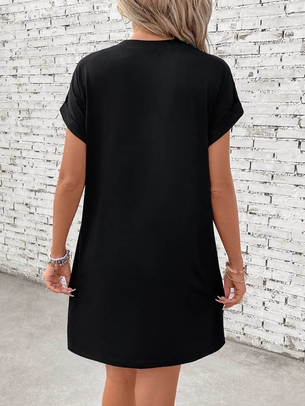 Letter Graphic Short Sleeve Mini Tee Dress - Purcell's Clothing Company