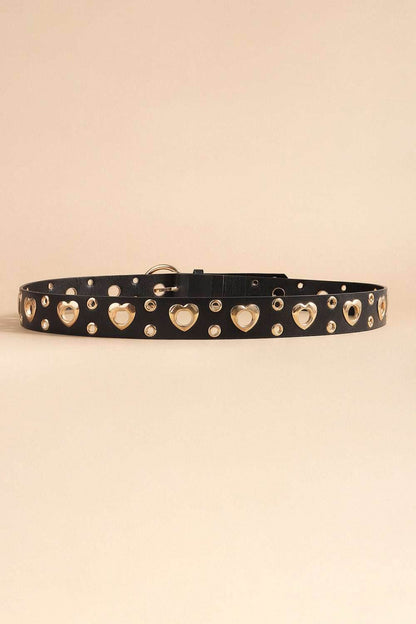 Heart Shape Alloy Detail PU Leather Belt - Purcell's Clothing Company