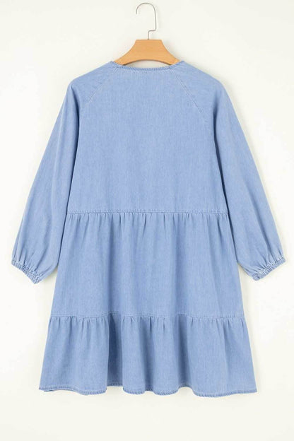 V-Neck Tiered Ruffled Hem Mini Dress - Purcell's Clothing Company