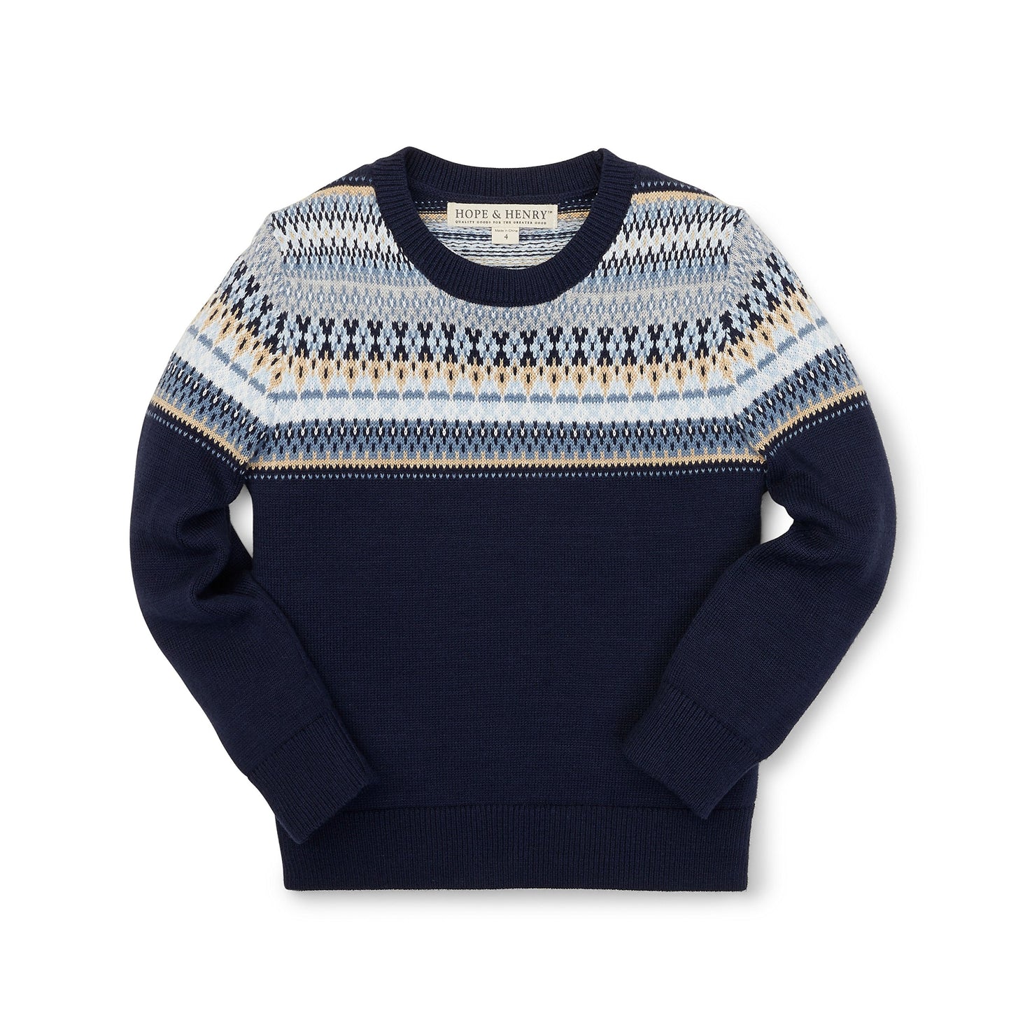 Hope & Henry Boys' Long Sleeve Crew Neck Pullover