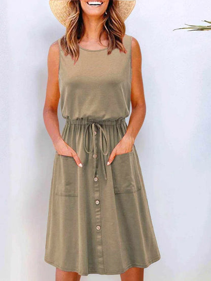 Full Size Round Neck Sleeveless Tank Dress Plus Size - Purcell's Clothing Company