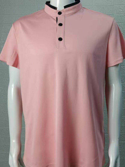 Stand Collar Contrast Short Sleeve Polo - Purcell's Clothing Company