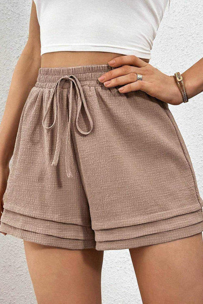 Textured Tiered Edge High Waist Shorts - Purcell's Clothing Company