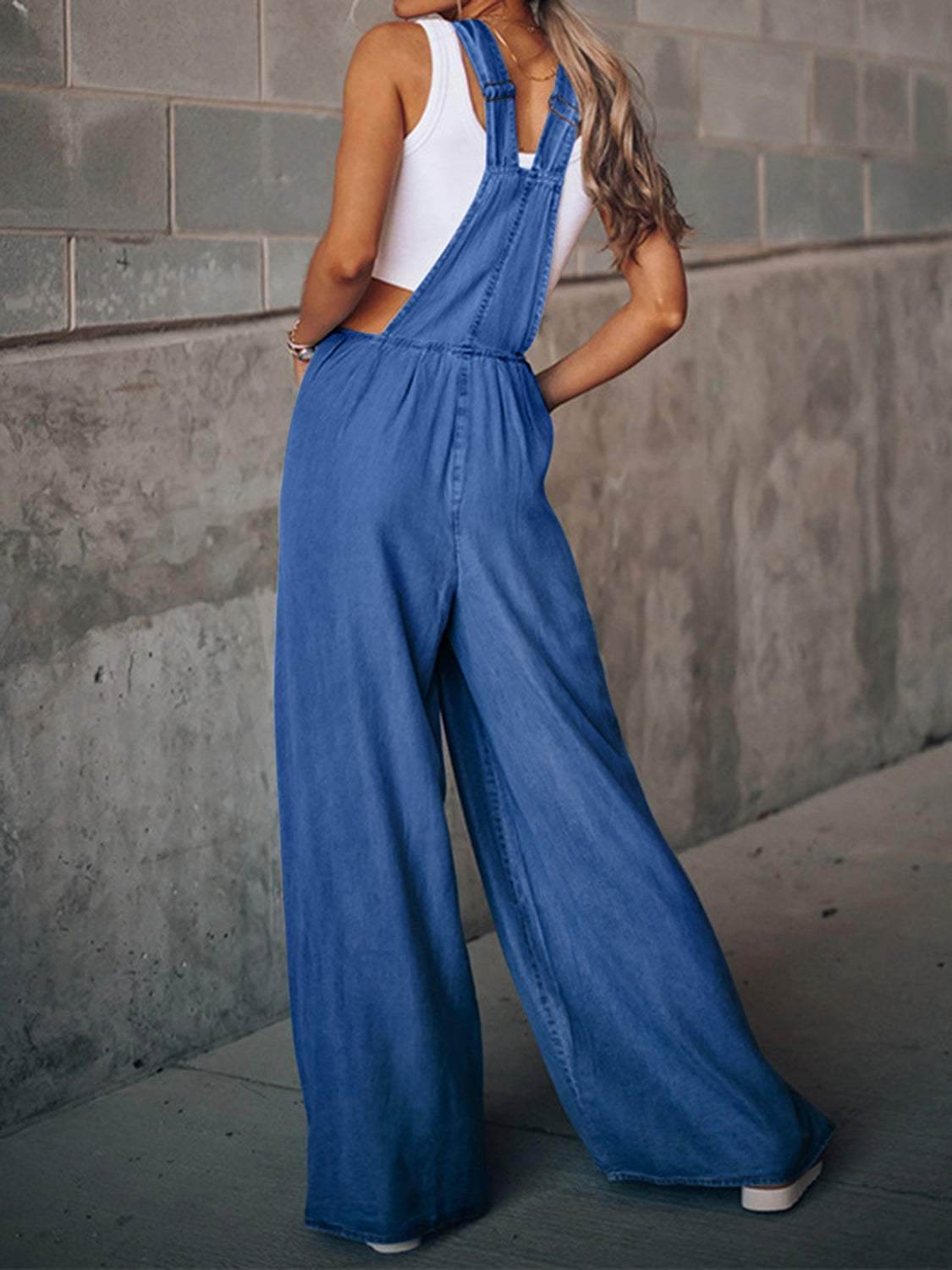 Distressed Wide Leg Denim Overalls - Purcell's Clothing Company