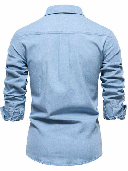 Collared Neck Long Sleeve Denim Shirt - Purcell's Clothing Company