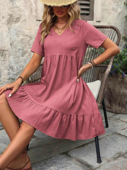 Ivy Lane V-Neck Short Sleeve Mini Dress - Purcell's Clothing Company