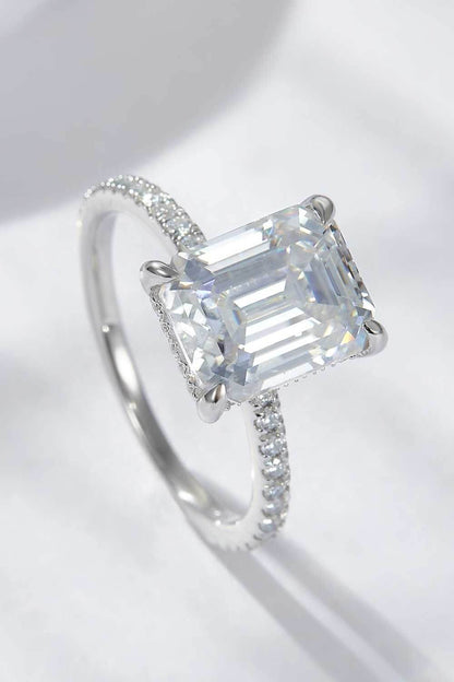 Emerald Cut 4 Carat Moissanite Side Stone Ring - Purcell's Clothing Company