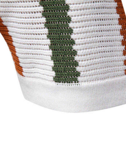 Collared Neck Striped Knit Polo - Purcell's Clothing Company