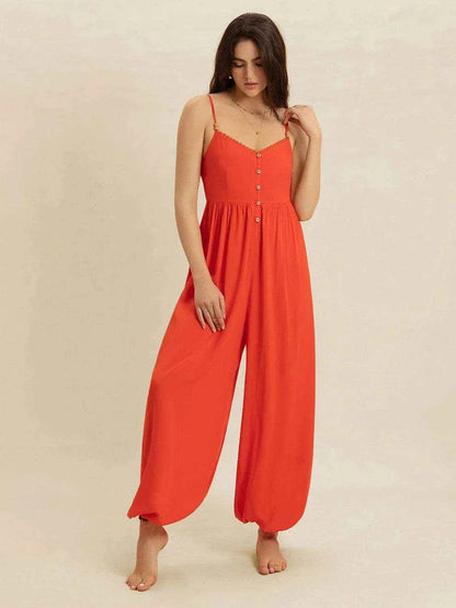 V-Neck Spaghetti Strap Jumpsuit - Purcell's Clothing Company