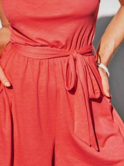 Single Shoulder Tie Waist Romper - Purcell's Clothing Company