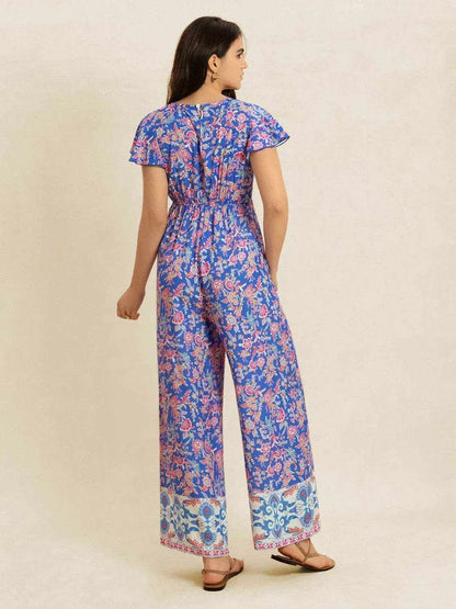 Printed V-Neck Wide Leg Jumpsuit - Purcell's Clothing Company