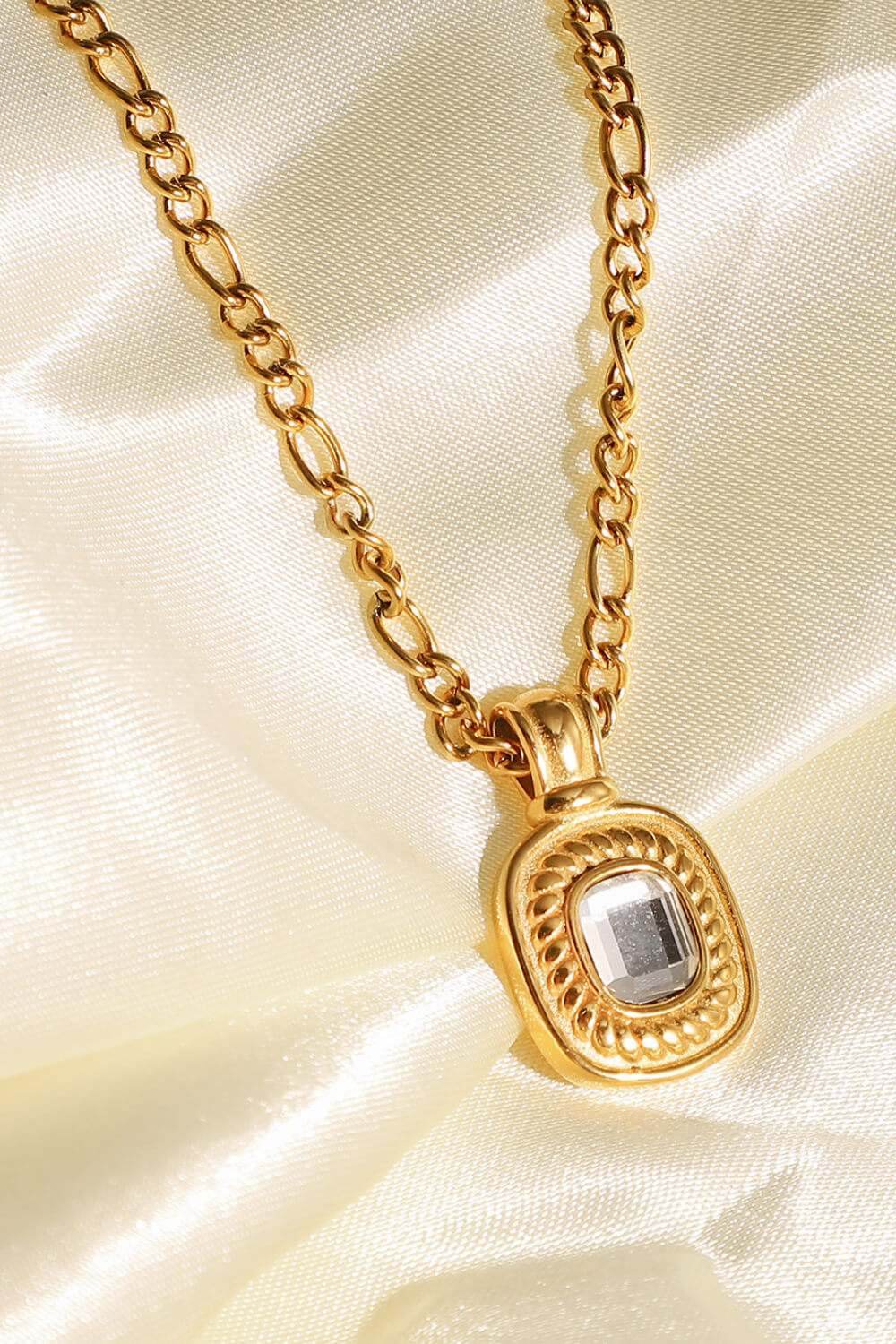 18K Gold Plated Inlaid Rhinestone Pendant Necklace - Purcell's Clothing Company