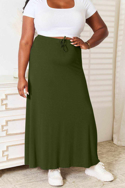Double Take Full Size Soft Rayon Drawstring Waist Maxi Skirt - Purcell's Clothing Company