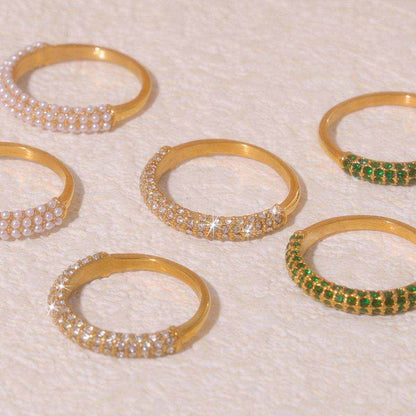 18K Gold-Plated Inlaid Zircon Ring - Purcell's Clothing Company