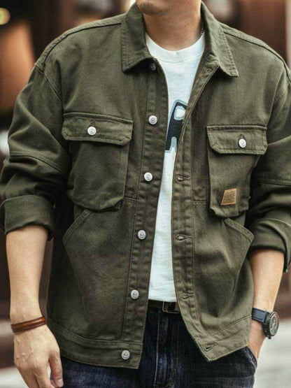 Men's Washed Collared Neck Cargo Jacket - Purcell's Clothing Company