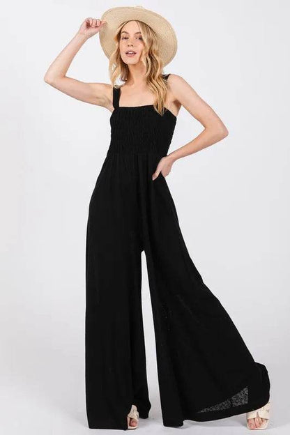 SAGE+FIG Smocked Flowy Wide Leg Jumpsuit - Purcell's Clothing Company
