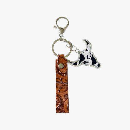 Rhinestone Bull Keychain - Purcell's Clothing Company