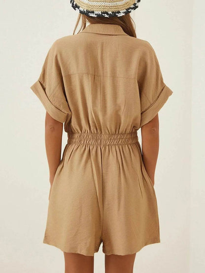 Johnny Collar Short Sleeve Romper - Purcell's Clothing Company