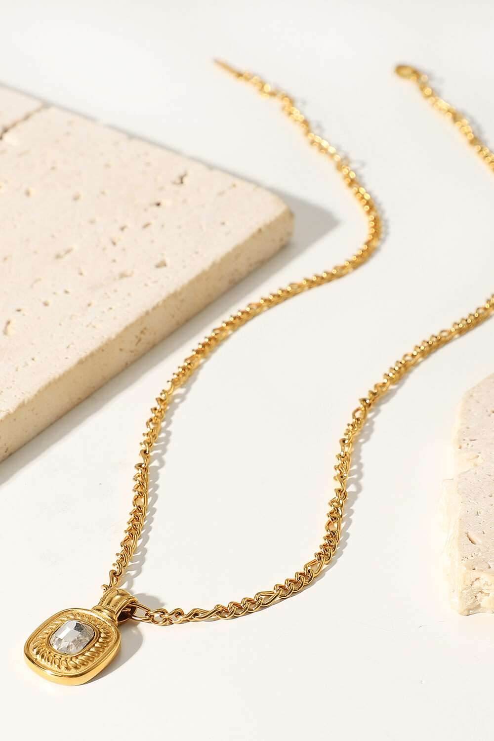 18K Gold Plated Inlaid Rhinestone Pendant Necklace - Purcell's Clothing Company