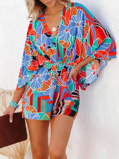 Oversized Tied Back Printed Romper - Purcell's Clothing Company