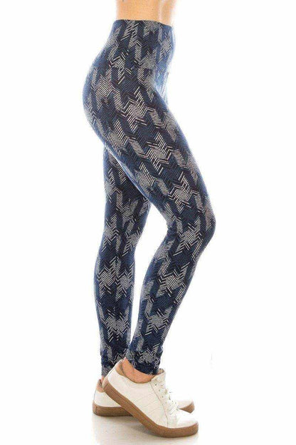Long Yoga Style Banded Lined Multi Printed Knit Legging With High Waist - Purcell's Clothing Company
