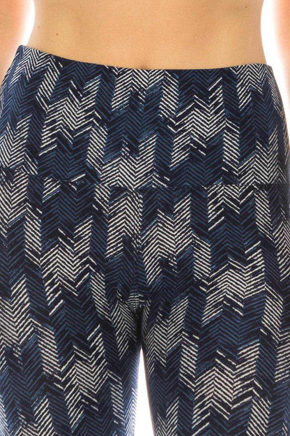 Long Yoga Style Banded Lined Multi Printed Knit Legging With High Waist - Purcell's Clothing Company