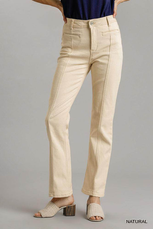 Panel Straight Cut Denim Jeans With Pockets - Purcell's Clothing Company