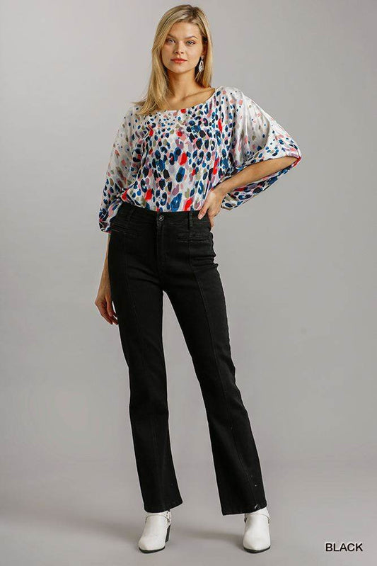 Panel Straight Cut Denim Jeans With Pockets - Purcell's Clothing Company