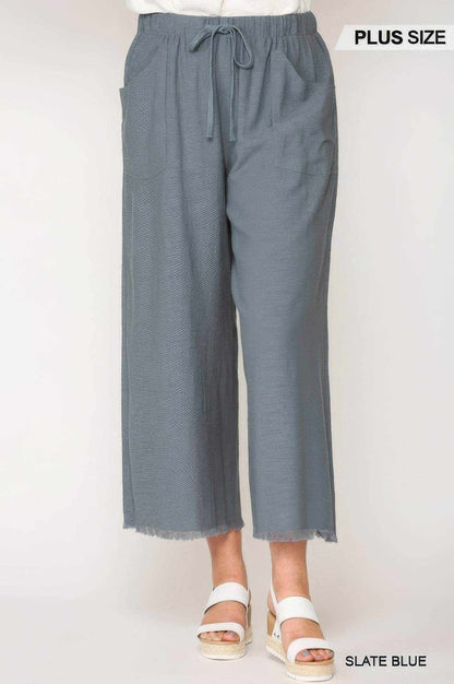 Frayed Wide Leg Pants With Pockets - Purcell's Clothing Company